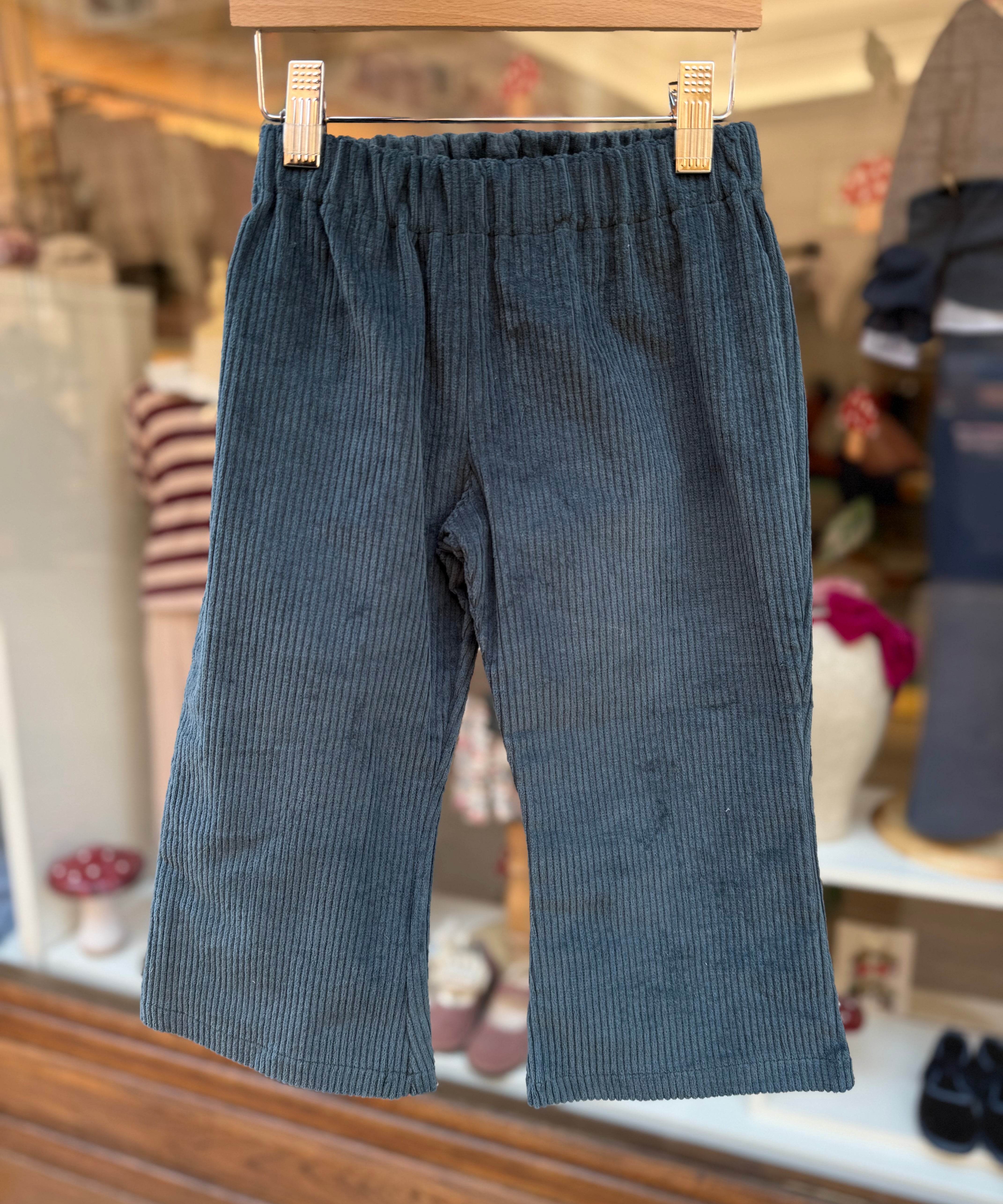 Pantalone zampetta LAB Laila in velluto a coste petrolio