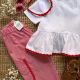 Camicetta Livia LAB bianco con serpentina rosso