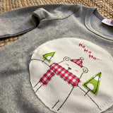 T-shirt LAB grigio mélange ricamo e patch natalizia