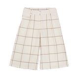 Cream and beige checked palazzo trousers GN25033