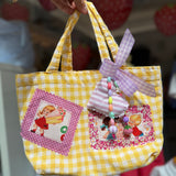 Borsa LAB vichy giallo e bianco patchwork
