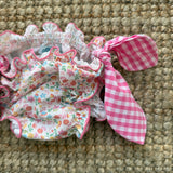 Costume LAB slip in cotone fiorellini con fiocchi vichy fucsia e bianco
