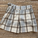 Gonna pantalone quadri marrone grigio e panna IN24106