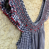 Abito LAB donna vichy punto smock con ricamo