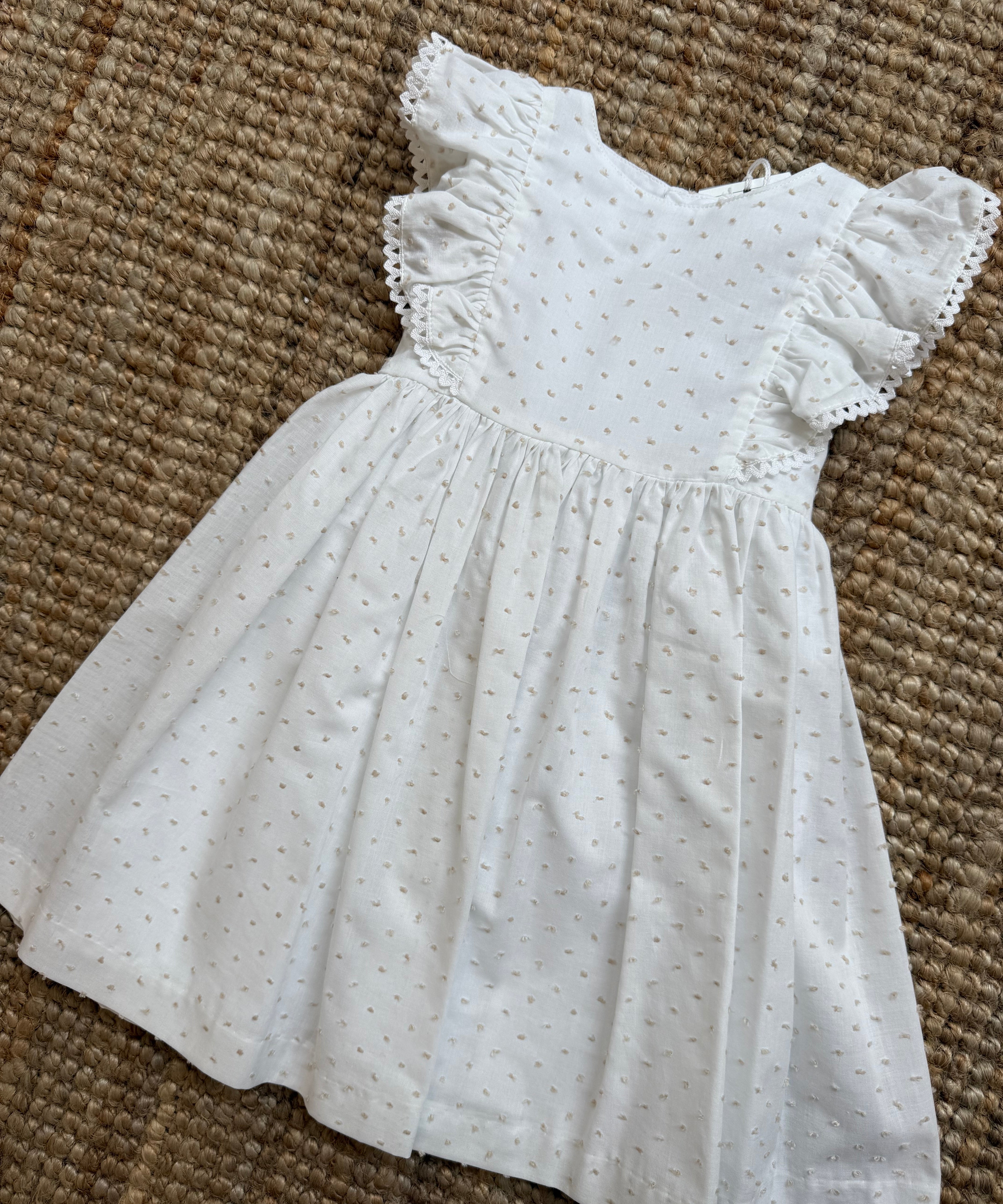 Abito plumetis bianco e sabbia Mariella Ferrari P018