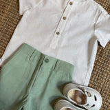 Camicia coreana mezza manica bianco B8980