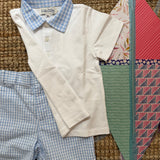 Completo polo in jersey bermuda vichy goffrato bianco e azzurro Malvi & Co S26B210PNQQ S26B203CAJJ
