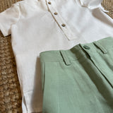 Camicia coreana mezza manica bianco B8980