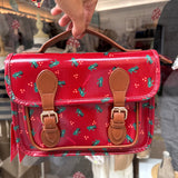 Borsa cartella media rosso karanda fantasia rane con tracolla Naj-Oleari