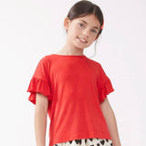 T-shirt mezza manica volants rossa 41400