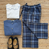 Pantalone 3/4 tartan blu e azzurro Malvi F26M030PNRS