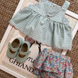 Completo top quadretto + bloomers fiorellini Malibu Deolinda DBV26313