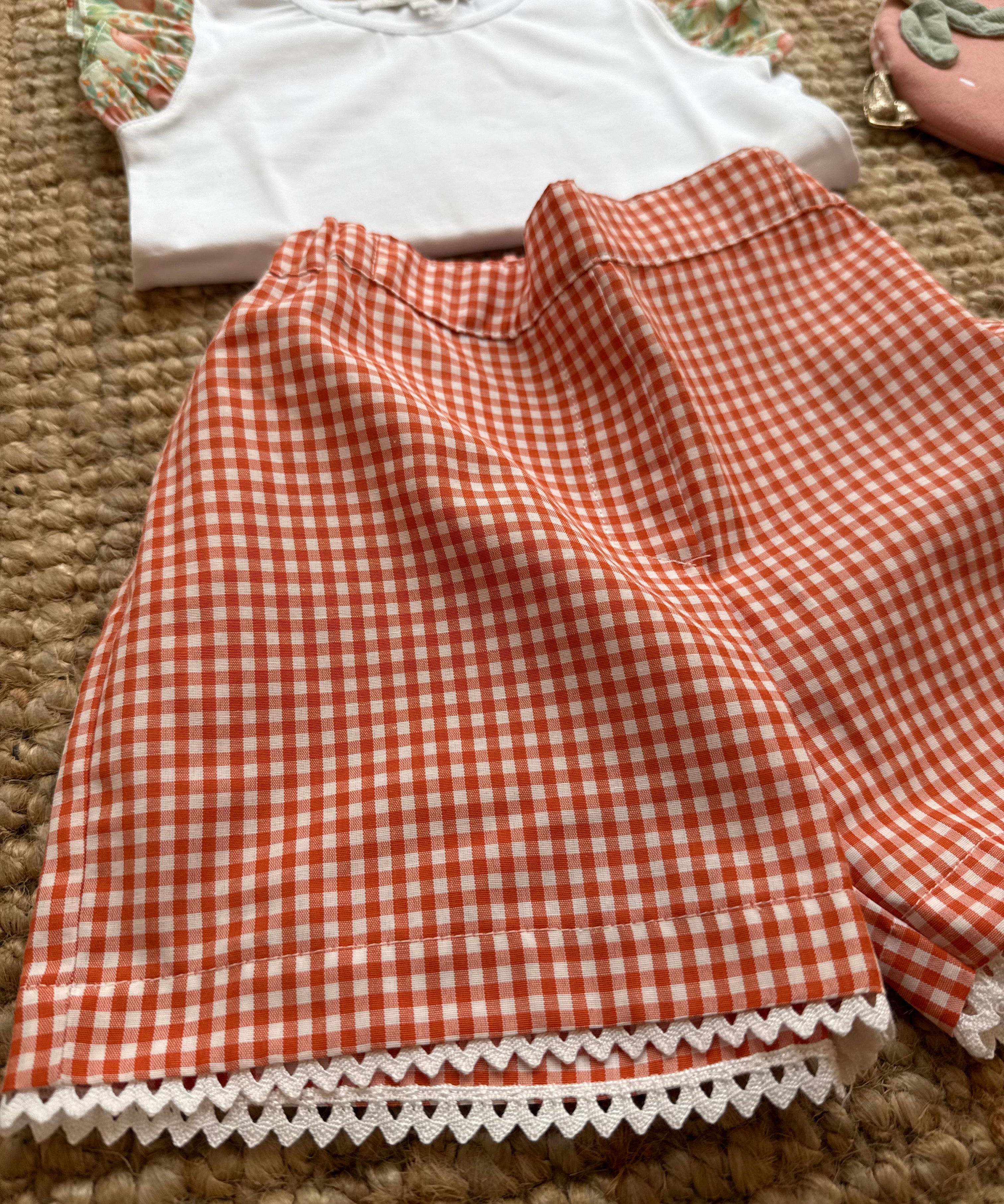 Shorts vichy bianco e arancio Mariella Ferrari PND4
