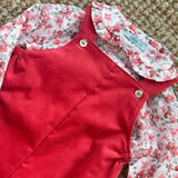 Completo LAB salopette in velluto ciclamino con camicia