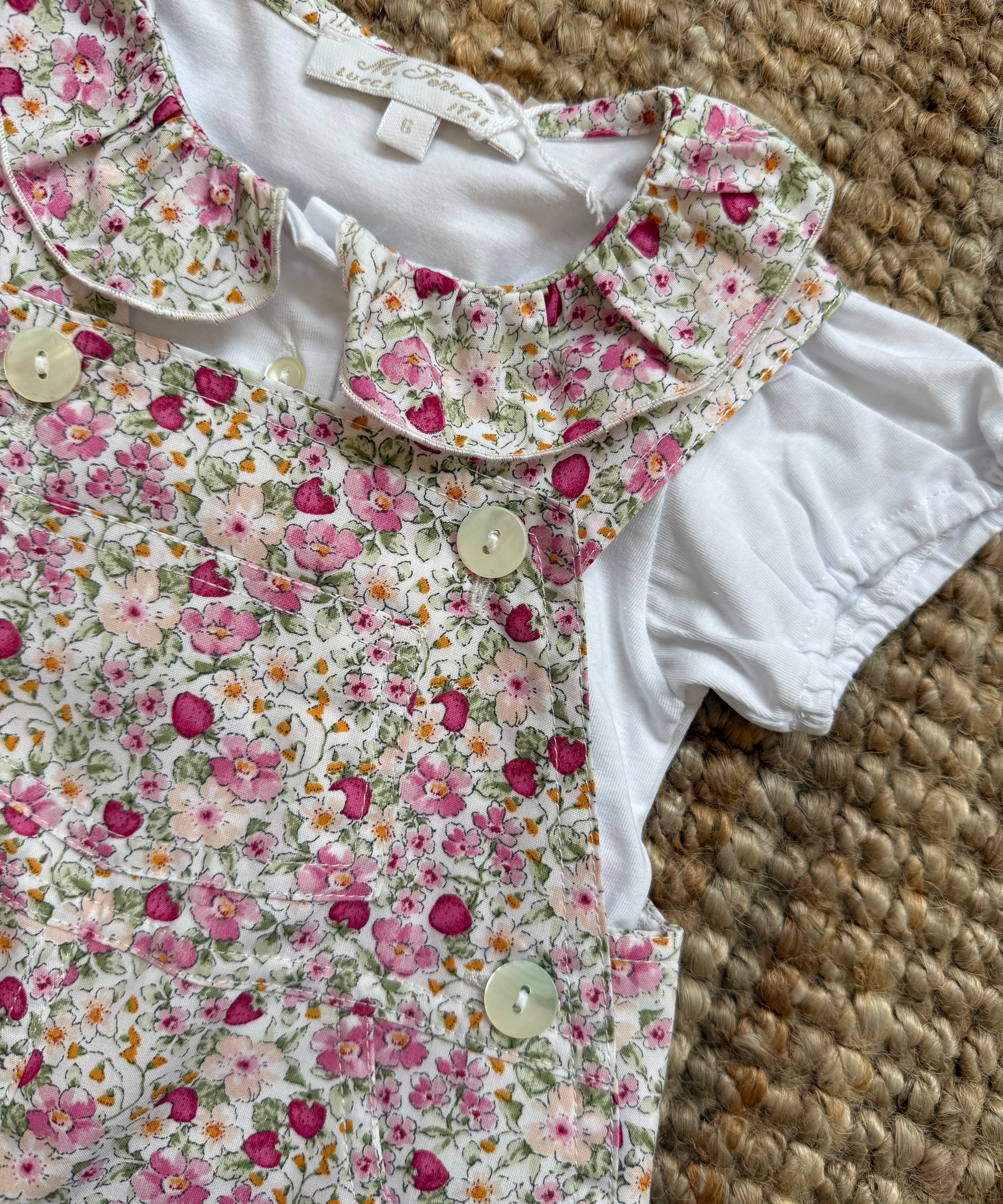 Polo mezza manica collo corolla fantasia fiorellino rosa Mariella Ferrari CAZ21