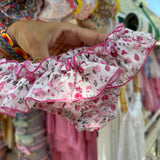 Costume S028 LAB slip in cotone fiorellini rosa con rouches