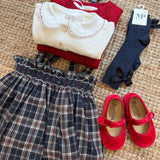 Gonna Louise tartan con ricamo e bretelline 37273 Kidiwi