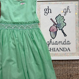 Abito verde chiaro in voile con ricamo smock Malvi & Co S26M004VEZV