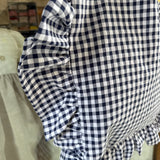 Borsa LAB con rouches vichy bianco e blu