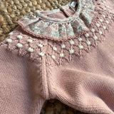 Tutina rosa con colletto frill fiorellini e ricamo smock Dr Kid DK230