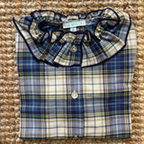 Camicia Ludo LAB con collo frill scozzese sabbia e blu