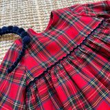 Abito LAB tartan rifinito con serpentina in velluto blu