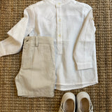 Camicia coreana manica lunga bianco B8985