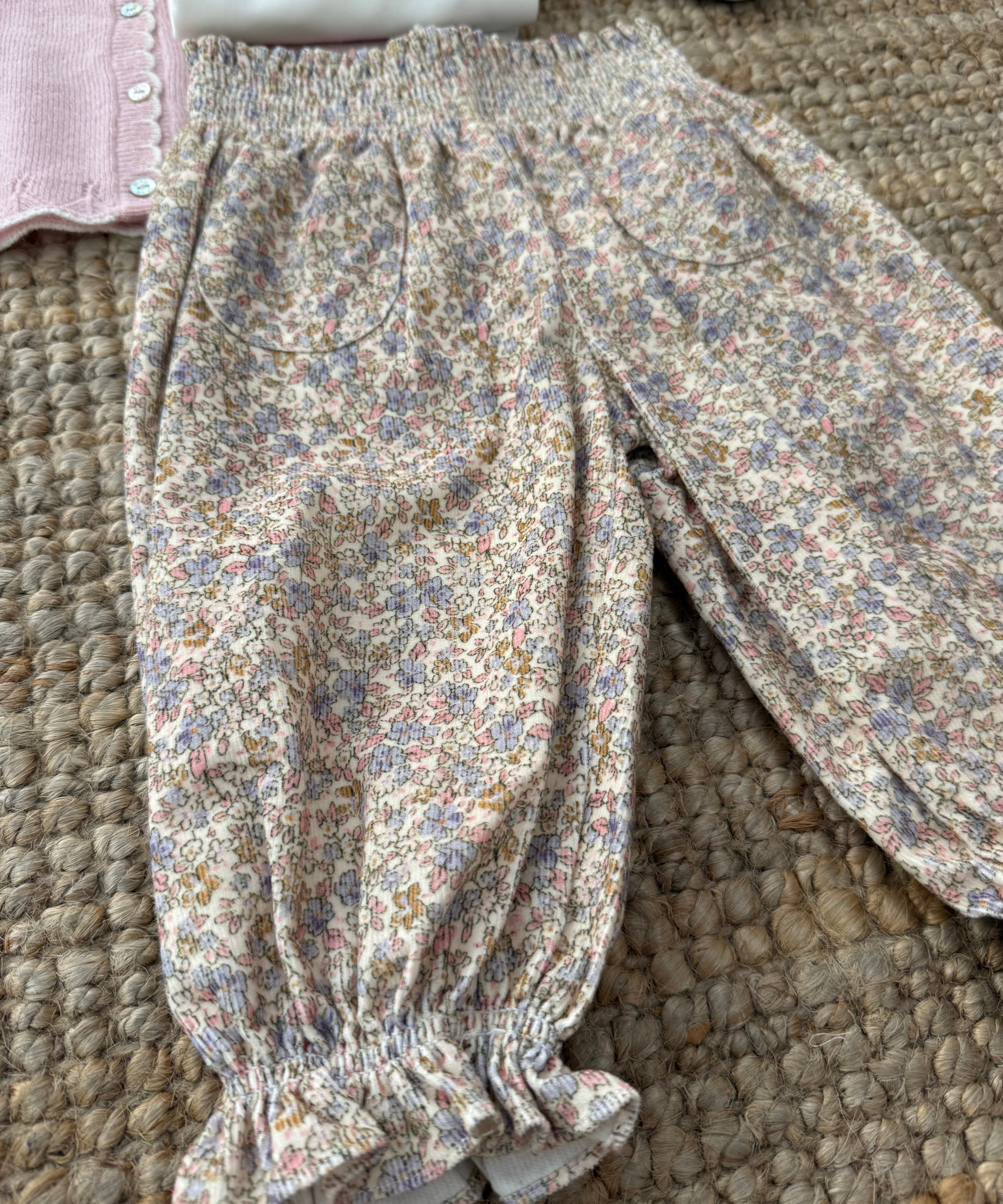 Pantalone velluto millerighe stampato fiorellini DK196 DrKid