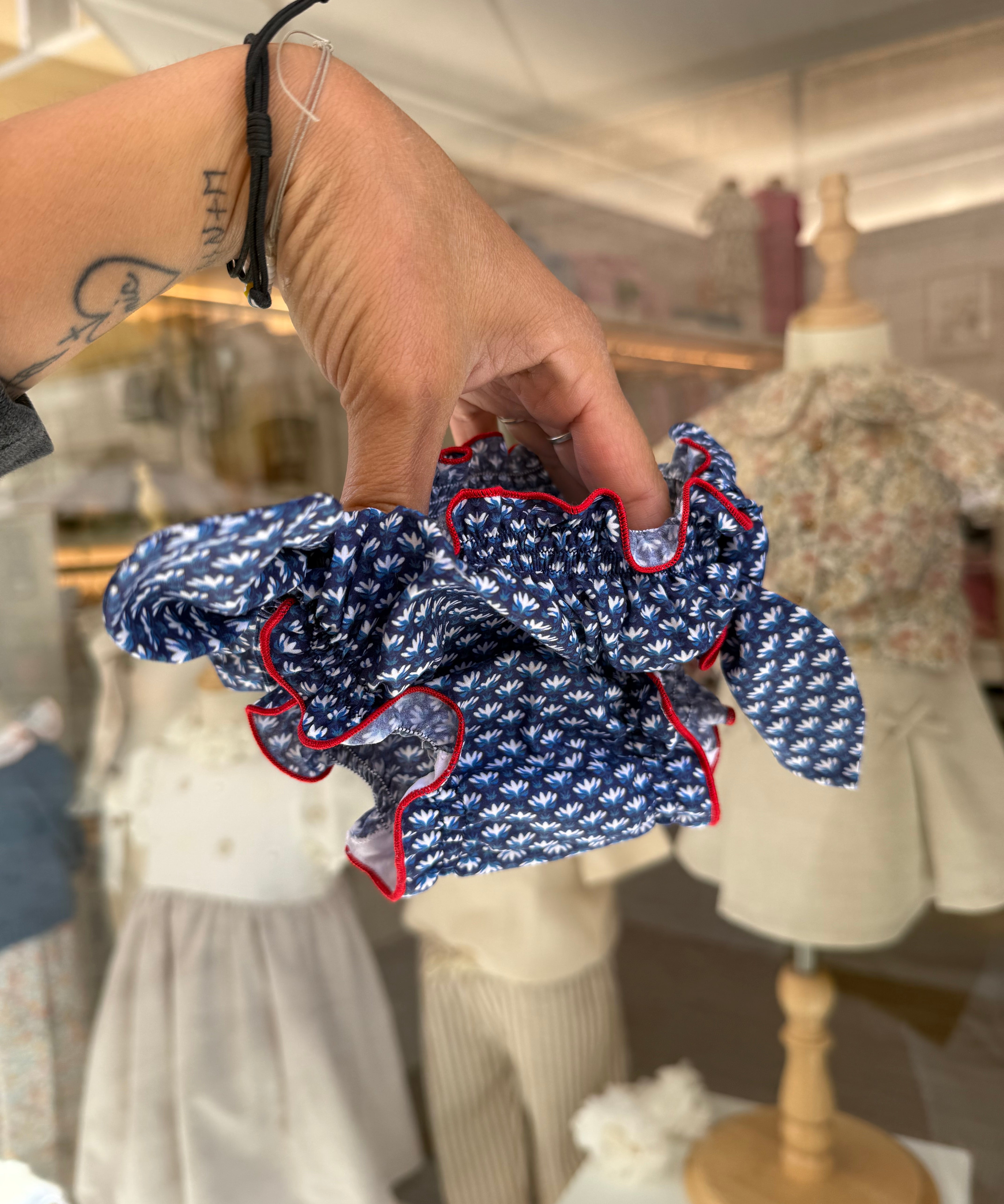 Costume S01 LAB slip in cotone fiorellini blu con fiocchi nodo