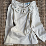 Polo LAB burro con colletto frill ricamato fiorellini