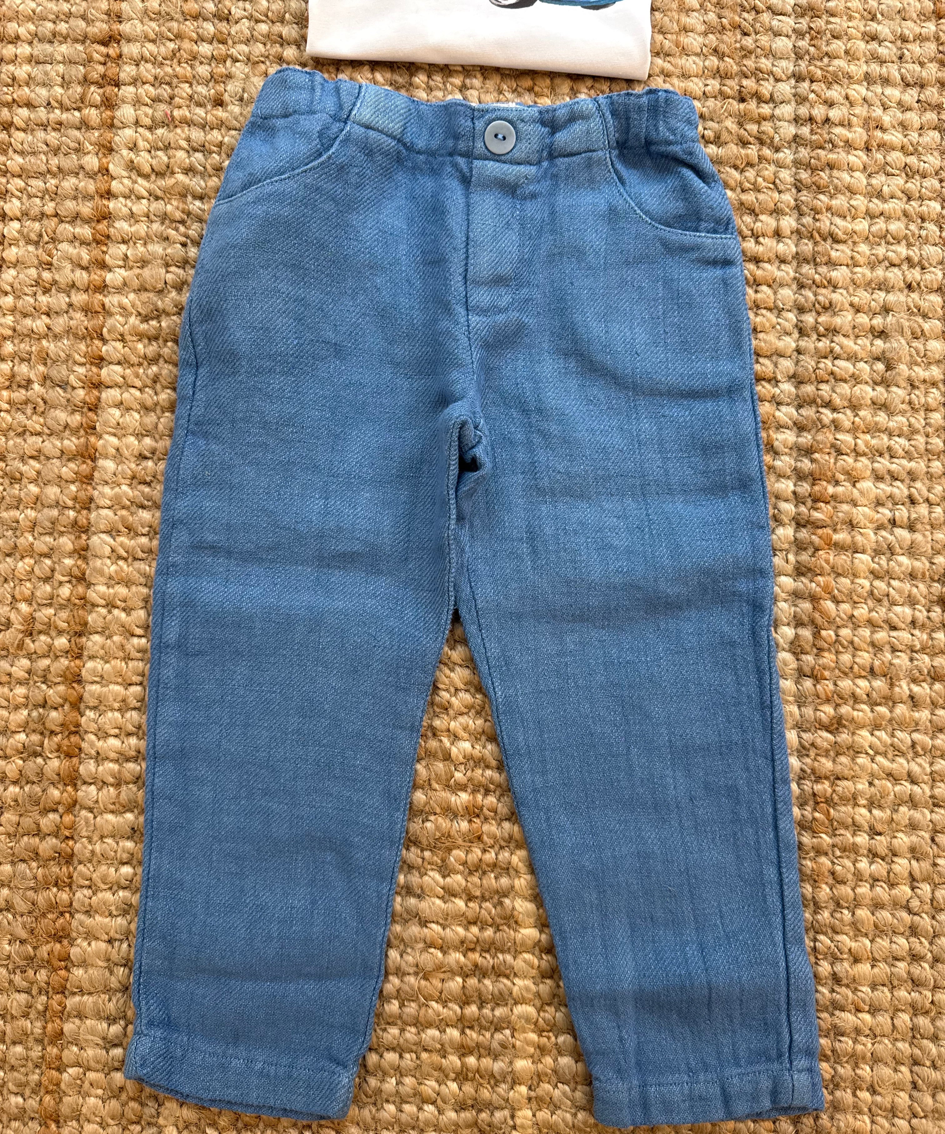 Pantalone azzurro in lino Mariella Ferrari PNC3