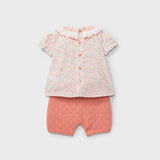 Completo spezzato newborn camicetta collo frill + bloomers in filo DK203