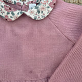 Abito con corpetto in lana e gonna in velluto a costine fiorellini rosa 7670 117 68 Pepecè
