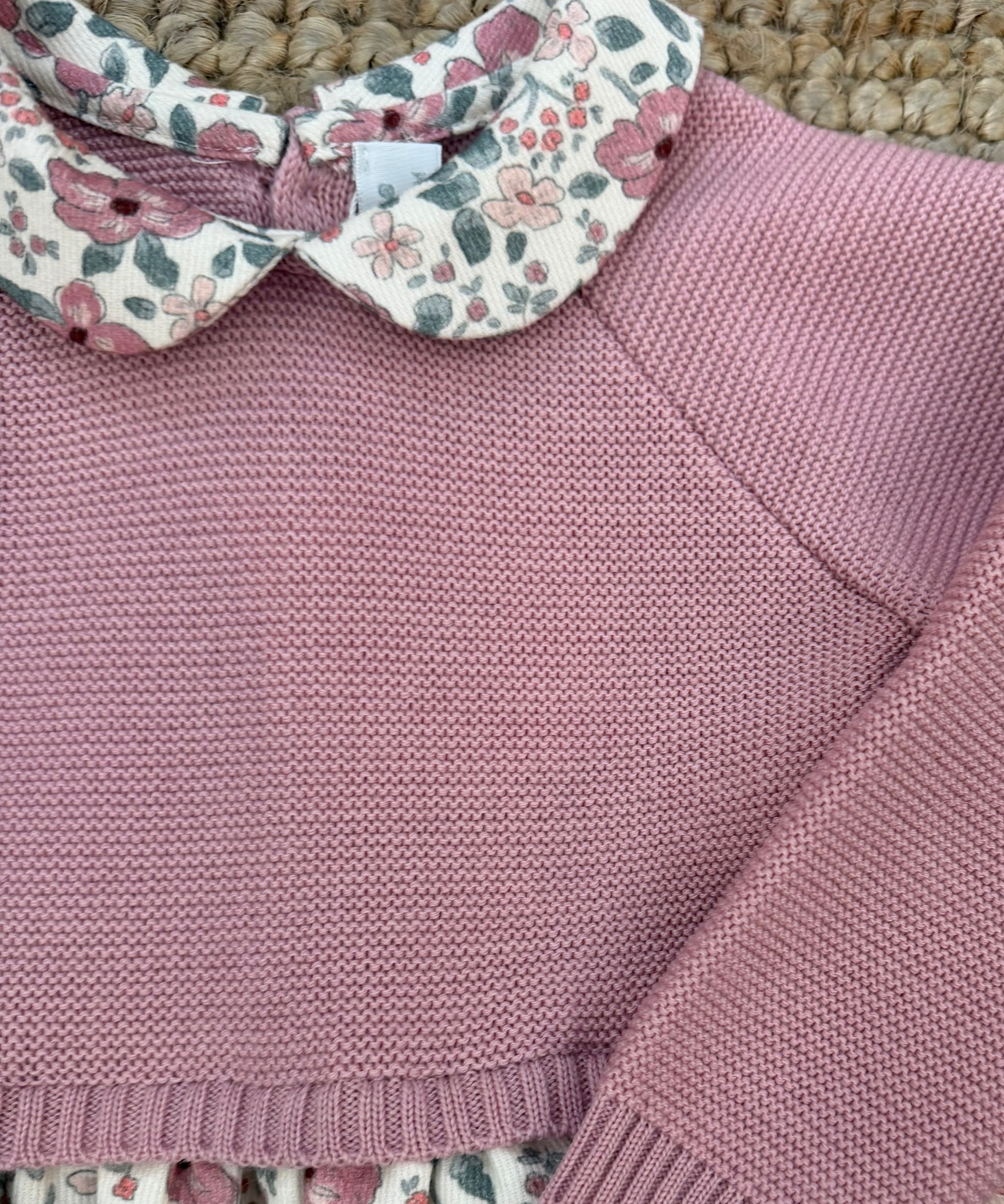 Abito con corpetto in lana e gonna in velluto a costine fiorellini rosa 7670 117 68 Pepecè