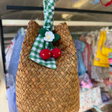 Borsa LAB paglia manico vichy con ciliegie