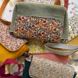 Tracolla patchwork LAB velluto petrolio + fiorellini
