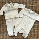Pink crewneck cardigan newborn Mi Lucero x LA NUVOLA LAB I24064