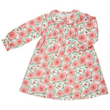 Abito fiori rosa colletto rotondo e ricamo smock 25SMODLA