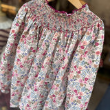 Camicetta Maeline fantasia fiori con ricamo smock 37012 Kidiwi