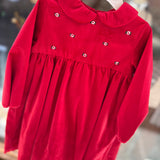 Abito velluto rosso ricamato Malvi F26I108VELV
