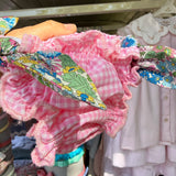 Costume LAB slip in cotone vichy fucsia e bianco con fiocchi nodo fiorellini