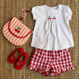 T-shirt in jersey dettaglio punto smock ricamo ciliegie Malvi & Co S26I116CAJJ
