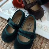 Ballerine in velluto verde con bottone Batilas 17351