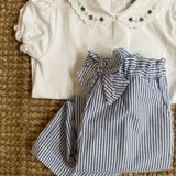 Polo con ricamo fiori blu Malvi & Co S26I118CAJJ