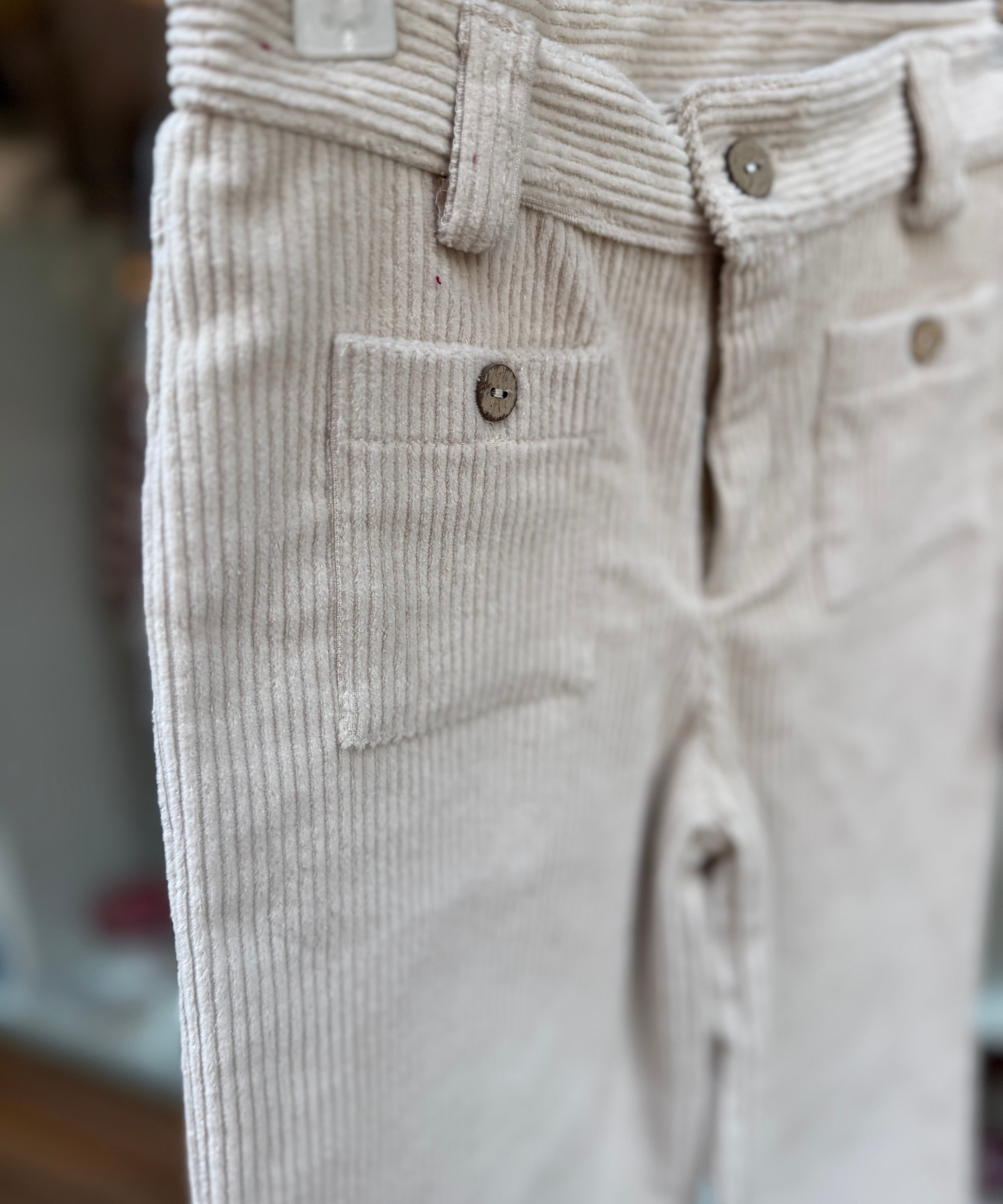 Pantalone palazzo in velluto a coste larghe burro B9940 Tartaleta