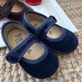Ballerine in velluto blu con bottone Batilas 17351