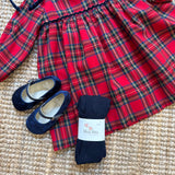 Abito LAB tartan rifinito con serpentina in velluto blu