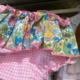 Bloomers LAB coulotte in cotone vichy rosa e bianco con rouche fiorellini