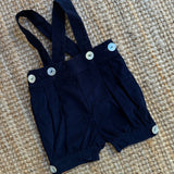 Bermuda con bretelle LAB velluto blu