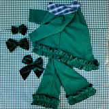 Completo LAB Eva in felpa verde e colletto tartan